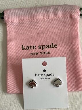 Kate Spade Silver Everyday Spade Stud Earrings with Dust Bag Spring Classic